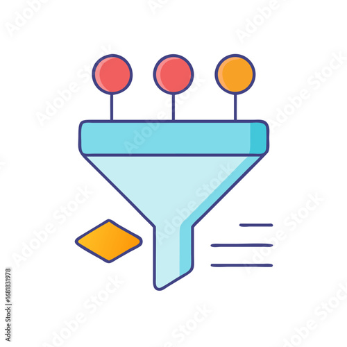 Data filtering concept illustration showing conversion and sorting process for information