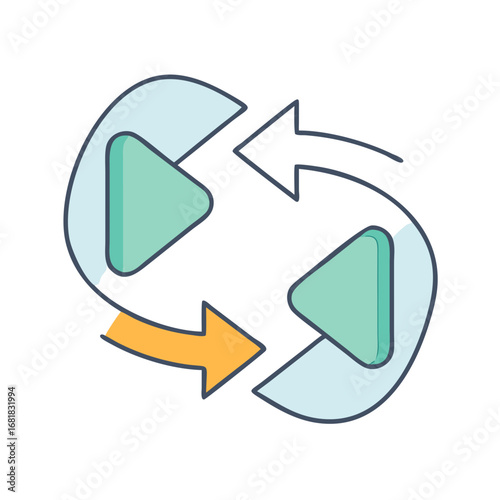 Refreshing process or recycle concept depicted with forward and backward arrows