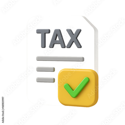 Tax form icon with a green checkmark, symbolizing tax return approval or completion