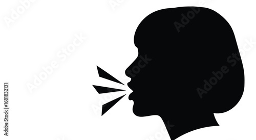 Silhouette of a person speaking, conveying communication