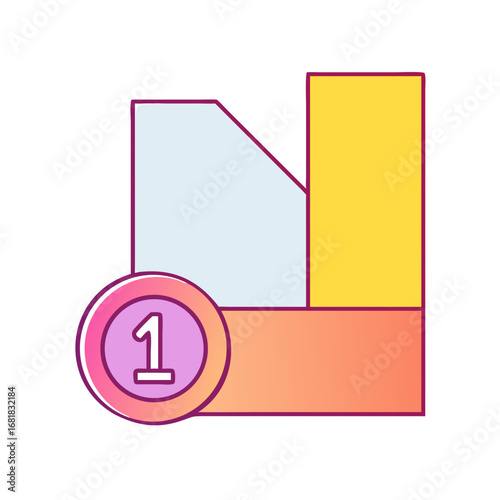 Colorful graphic design featuring geometric shapes and the number one in a circle
