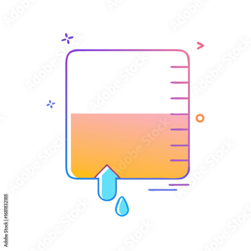 Infusion drip vector icon showing intravenous fluid levels with measurement guide