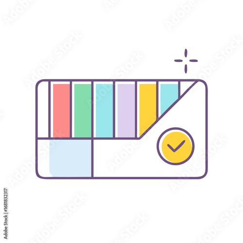 Colorful verification box with a checkmark and cross for verification process