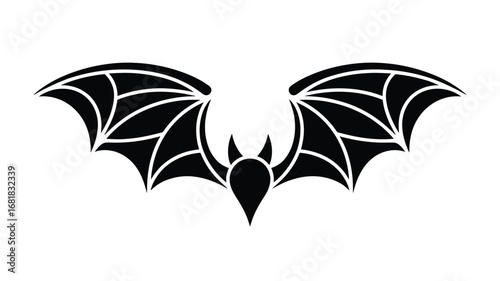 Striking black stylized bat silhouette with outstretched wings creates a bold, graphic statement for spooky themes.