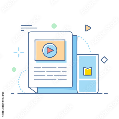 Cartoon video course materials for online education and distant learning presentation
