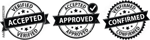 Vector stamps accepted verified approved confirmed graphic design