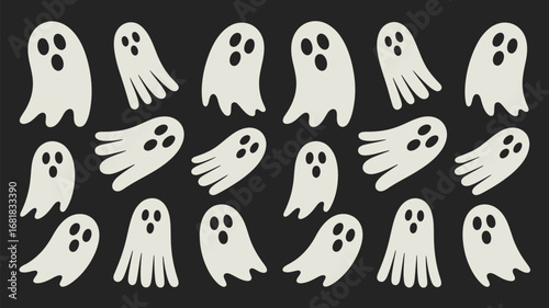 Whimsical ghost pattern perfect for Halloween decorations and spooky party invitations
