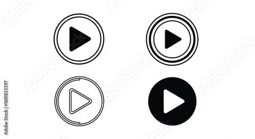 Collection of play button icons with various styles