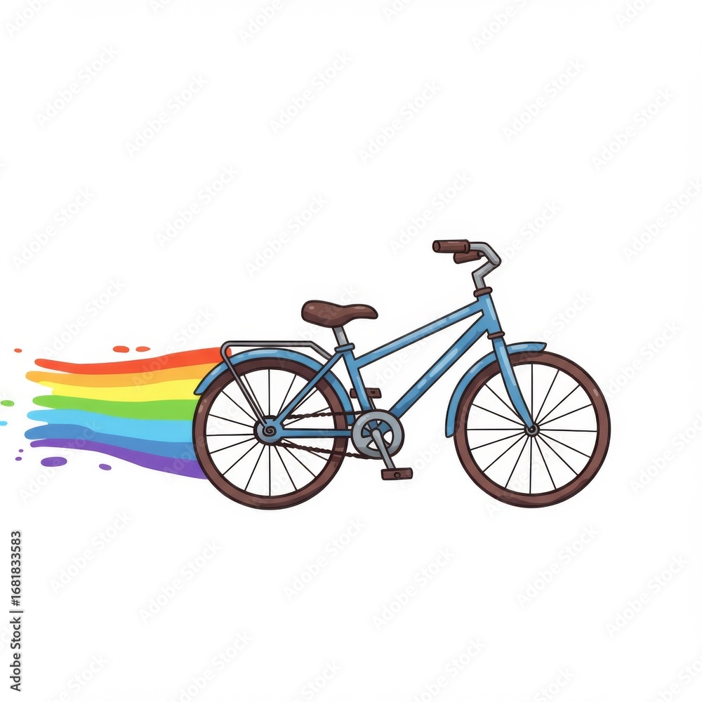 Fototapeta premium Pixel Art Bicycle with Rainbow Trail