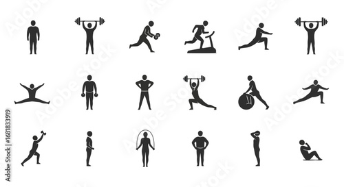 Collection of fitness and exercise icons