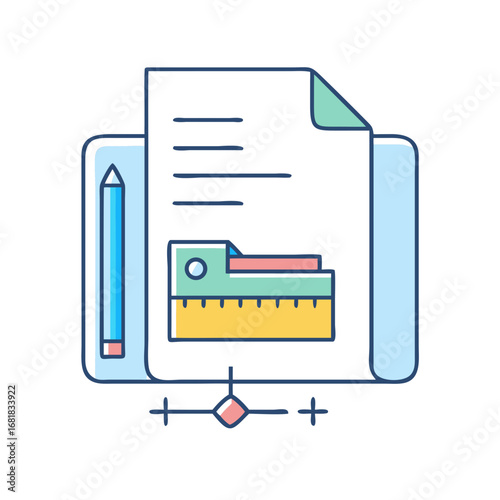 Design document with pencil and ruler indicating a blueprint creation stage