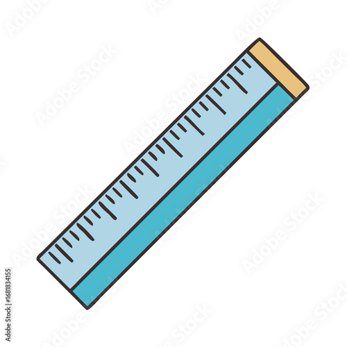 Illustration of a pastel blue and teal measuring ruler tool for accuracy