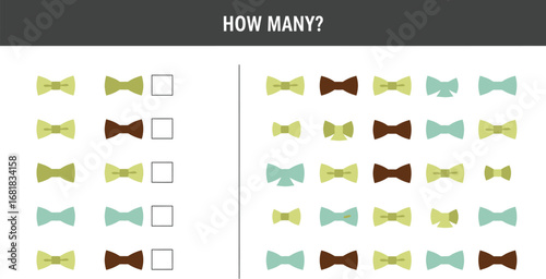 Count the bowties a fun math worksheet for kids and preschoolers