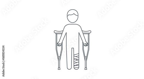 Injured person with crutches and a leg cast