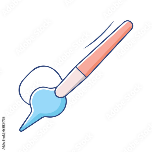 Illustration of a beauty product applicator with a drop of light blue liquid