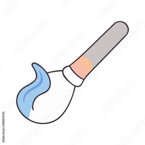 Cartoonish image of a paintbrush with light blue paint on the bristles