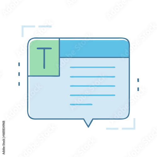 Minimalist textual content notification icon for user interface design, web development