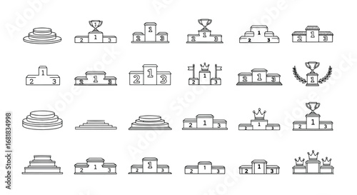 Collection of podium illustrations for winners