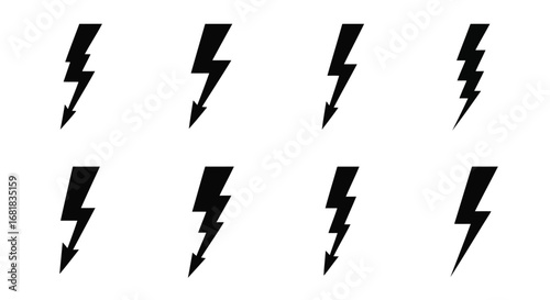 Collection of lightning bolt symbols, representing power