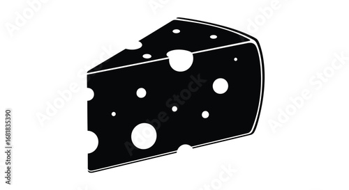 Black and white cheese wedge with holes