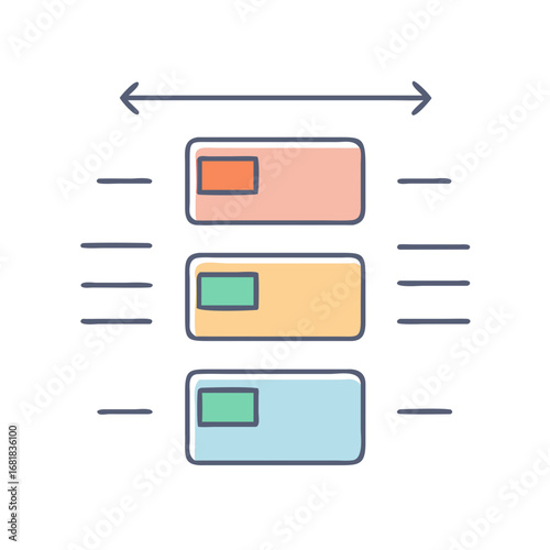 Horizontal User Interface Layout with Resizable Elements and Visual Alignment Cues