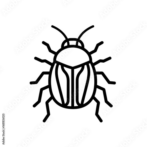 Simple line art illustration of a beetle insect  icon