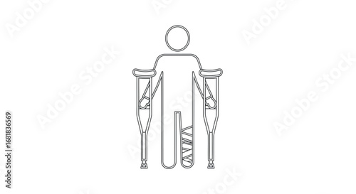 Injured person with crutches, recovering