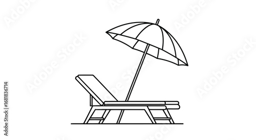 Illustration of a beach chair and umbrella