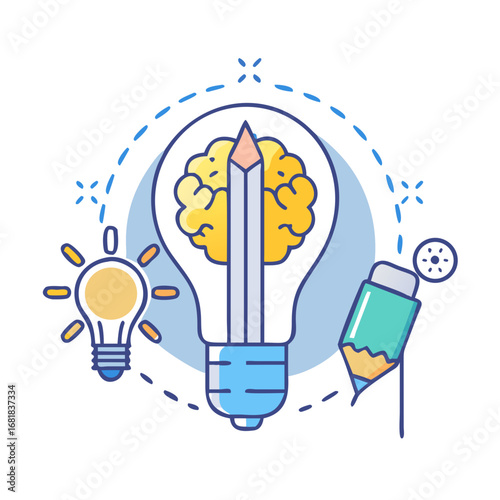 Innovative Ideas Conceptualization with Brainstorming, Creativity, and Inspiration of Writing Concept