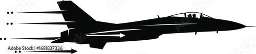 Jet fighter silhouette vector illustration military aircraft