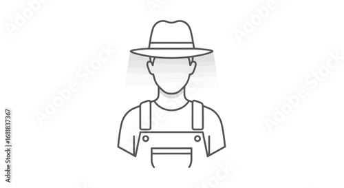 Illustration of a farmer with hat and overalls