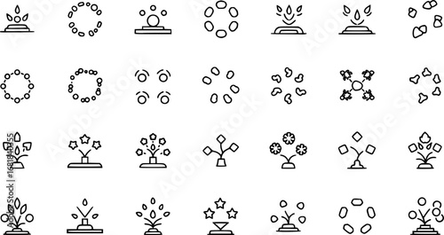 set of scattered position outline icon vector
