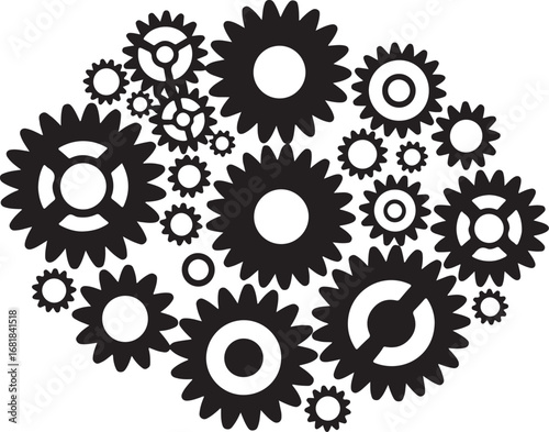 Interconnected Gears Vector graphics