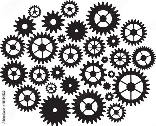 Interconnected Gears Vector graphics