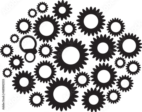 Interconnected Gears Vector graphics
