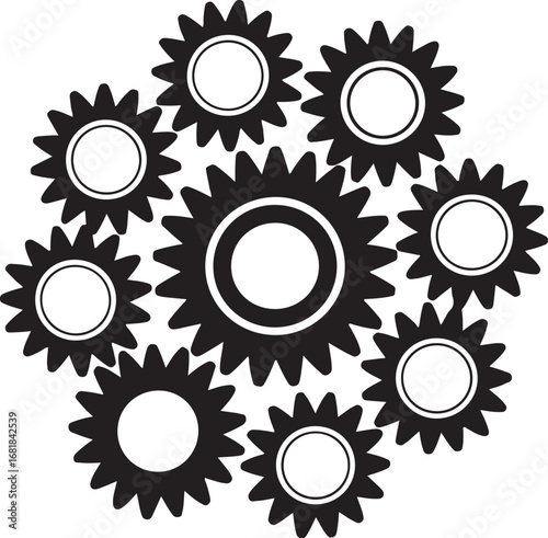 Interconnected Gears Vector graphics