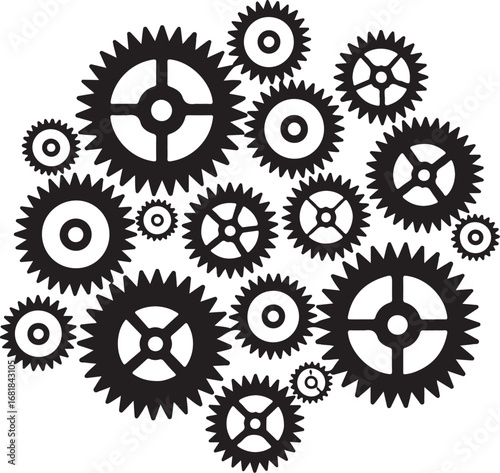 Interconnected Gears Vector graphics
