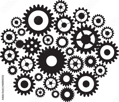 Interconnected Gears Vector graphics