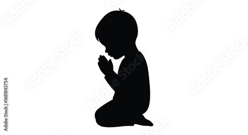 Child Kneeling in Prayer Silhouette