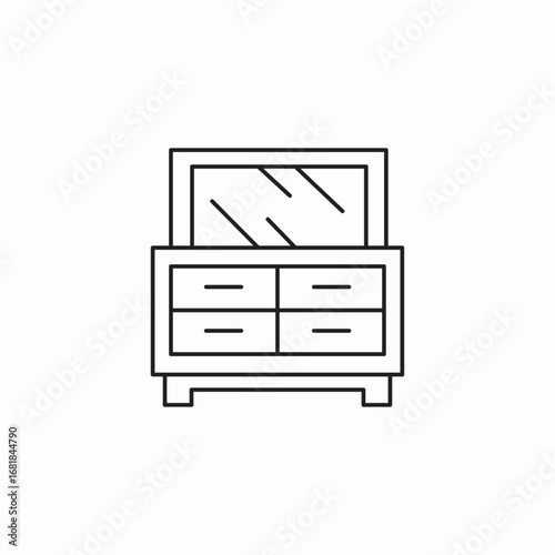 dresser with mirror and drawers icon sign vector