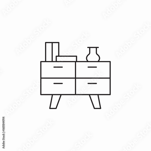 dresser with vases icon sign vector