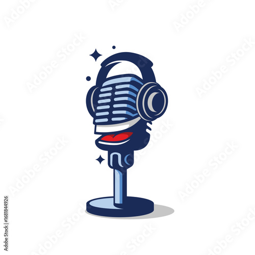 podcast microphone abstract logo modern style