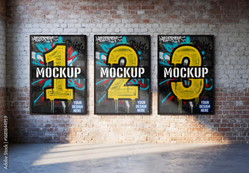 three posters displayed mockup