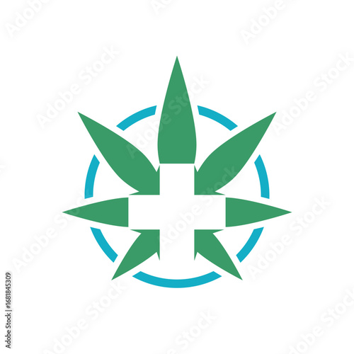 weed medical cross abstract logo modern style
