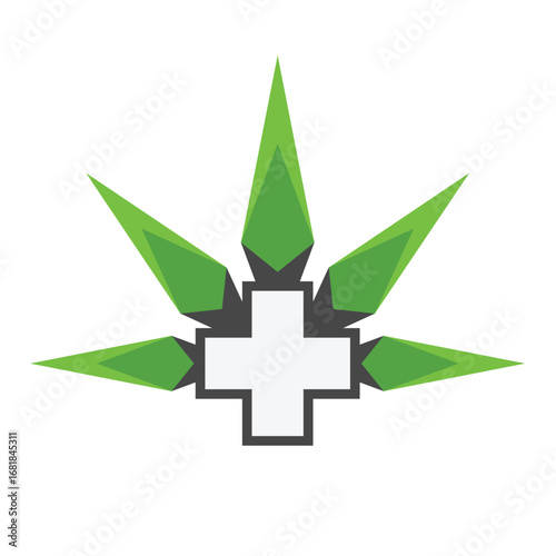 weed medical cross abstract logo modern style