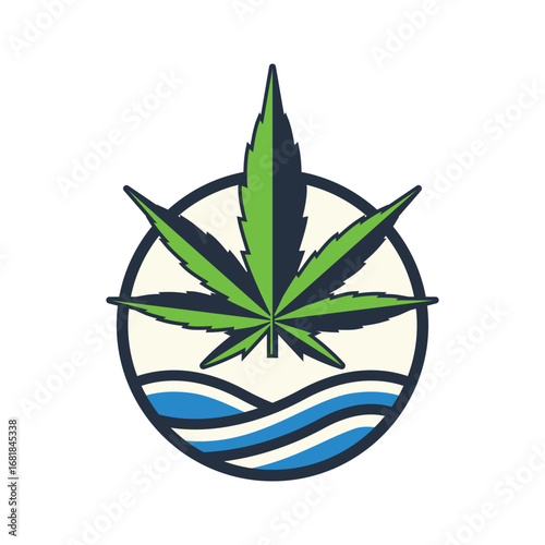 Canvas Print weed wave abstract logo modern style