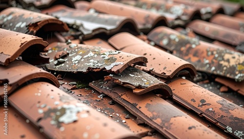 broken roof tiles