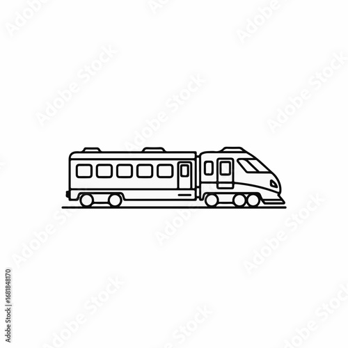 Modern train illustration featuring railway carriage and locomotive with railway carriage, ideal for travel or transportation purposes. This sleek train illustration conveys speed and modern design.