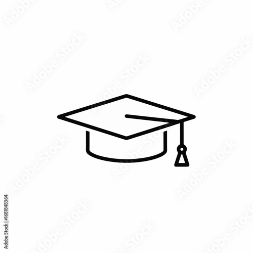 Graduation cap icon for educational purposes, drawn with precision and clarity. Graduation cap icon, a symbol of academic achievement, represents dedication and hard work.