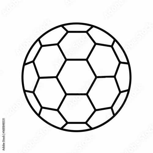 Simple soccer ball with classic design shows geometric precision. Soccer ball icon features a familiar pattern, suitable for designs needing a clear and simple representation.